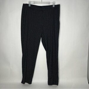 Talbots Womens Chatham Ankle Pants 12 Black White Dot Stretch Career Classic